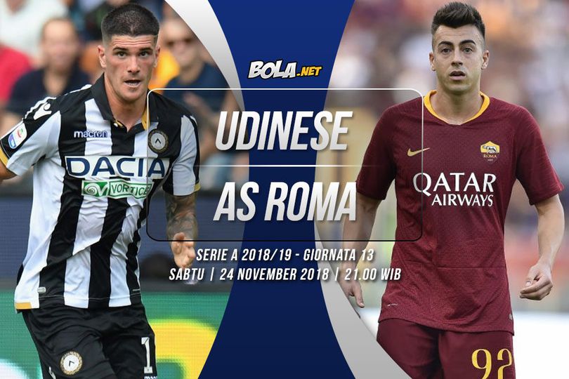 Data dan Fakta Serie A: Udinese vs AS Roma