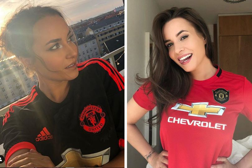 Potret Katrina Maria, Fans Seksi Manchester United yang Tak Pernah Lelah Dukung Solskjaer