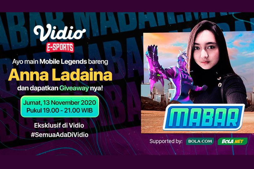 Live Streaming Main Bareng Mobile Legends Bersama Anna Ladaina, 13 November 2020