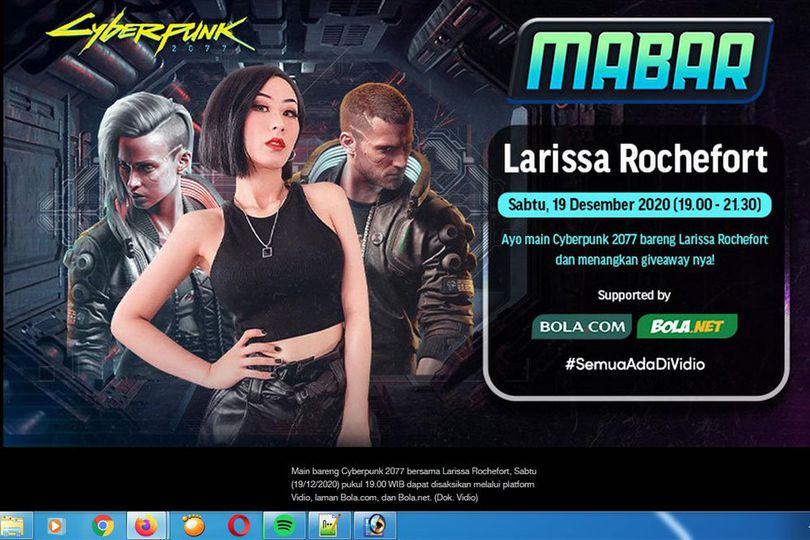 Live Streaming Mabar Cyberpunk 2077 Bersama Larissa Rochefort Malam Ini