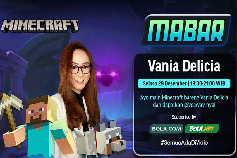 Kuy Tonton Mabar Minecraft Bareng Vania Delicia, Selasa 29 Desember 2020