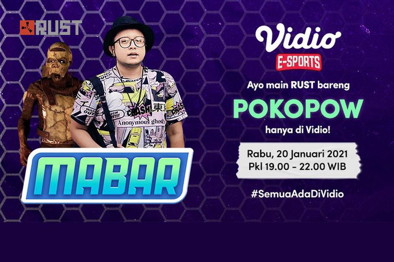 Live Streaming Main Bareng Gim RUST Bersama Pokopow, 20 Januari 2021