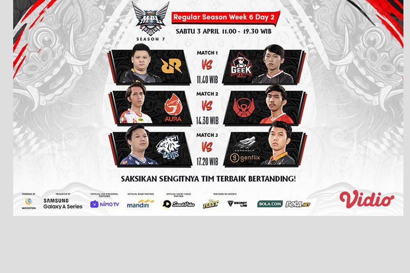 Jadwal MPL ID Season 7 di Vidio, Sabtu 3 April 2021: RRQ Hoshi Jaga Peluang Lolos ke Fase Playoff Jadwal MPL ID Season 7 di Vidio, Sabtu 3 April 2021: RRQ Hoshi Jaga Peluang Lolos ke Fase Playoff
