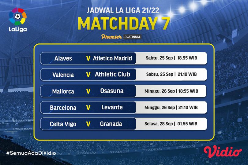 Link Live Streaming Liga Spanyol 2021/2022 Pekan Ketujuh di Vidio