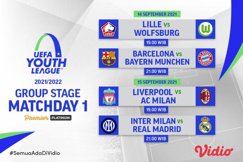 Jadwal dan Live Streaming Liga Pemuda UEFA 2021/2022 Pekan Pertama di Vidio