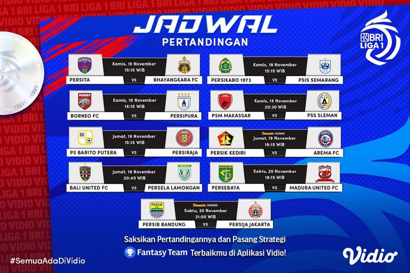 Link Live Streaming BRI Liga 1 2021/2022 Di Vidio Pekan Ini, 18-20 ...