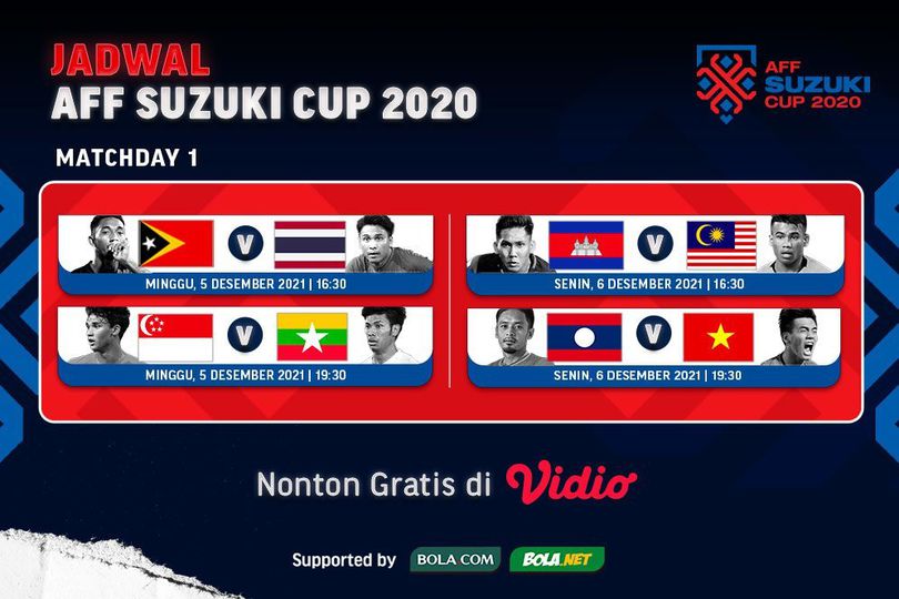 Link Live Streaming Piala AFF 2020 Matchday 1 di Vidio, 5-6 Desember 2021