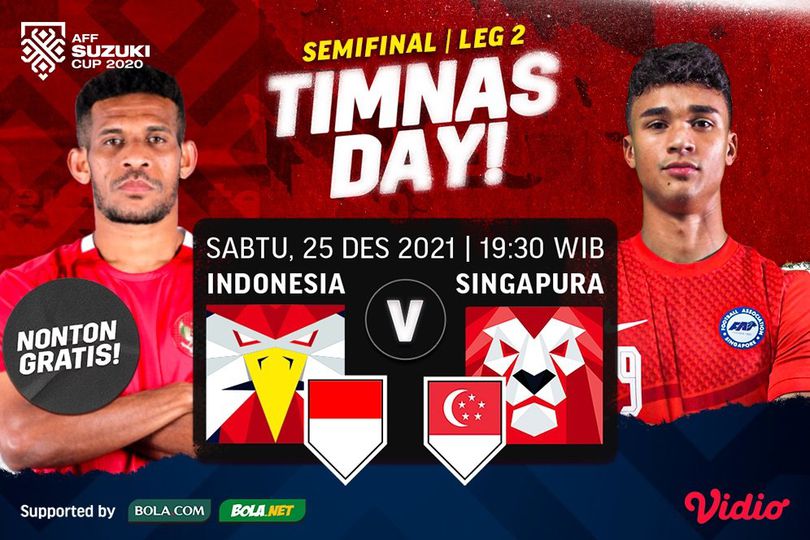 Jadwal Live Streaming Semifinal Leg Kedua Piala AFF 2020 : Indonesia Vs Singapura di Vidio