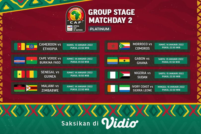 Jadwal Live Streaming Piala Afrika 2021 Matchday 2 di Vidio Pekan Ini