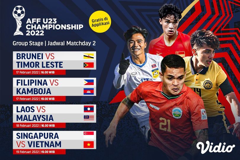Jadwal Live Streaming Piala AFF U-23 2022 di Vidio Babak Penyisihan Grup Pekan Kedua