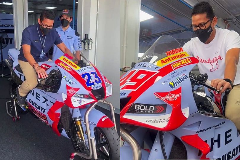 Kerja Sama Lewat Wonderful Indonesia, Sandiaga Uno Sambangi Gresini Racing di Mandalika