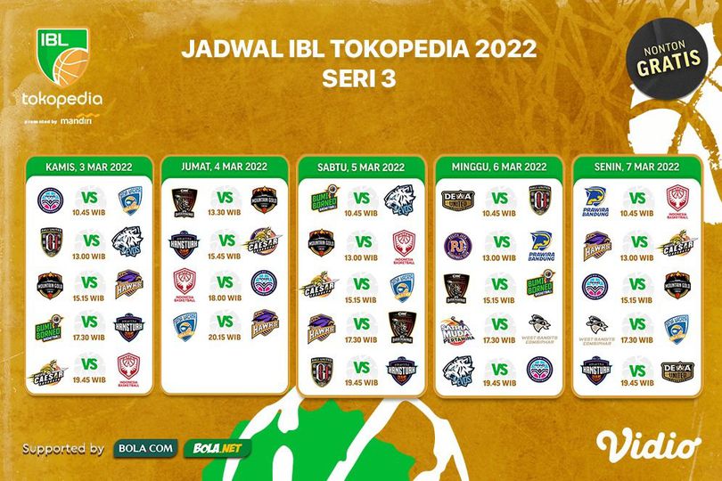 Jadwal Live Streaming IBL 2022 Seri Ketiga di Vidio Pekan Ini Jadwal Live Streaming IBL 2022 Seri Ketiga di Vidio Pekan Ini
