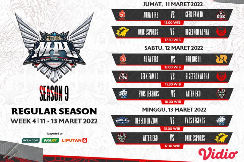 Inilah Link Live Streaming MPL ID Season 9 di Vidio, 11-13 Maret 2022