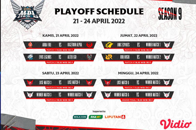 Inilah Jadwal Playoff MPL ID S9 Pekan Ini