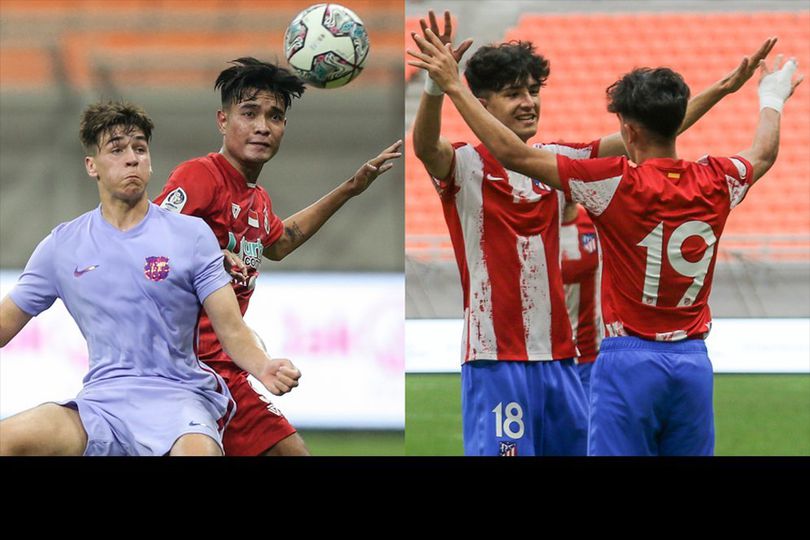 Aksi Tim Muda Atletico Madrid dan Barcelona Jajal Stadion JIS Aksi Tim Muda Atletico Madrid dan Barcelona Jajal Stadion JIS