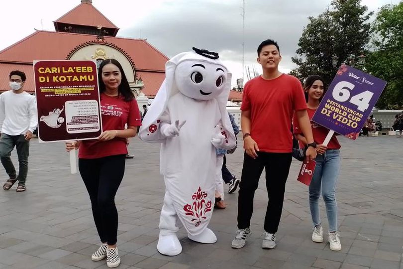 Asyik! Begini Keseruan La'eeb, Si Maskot Piala Dunia 2022 Saat Kunjungi Yogyakarta