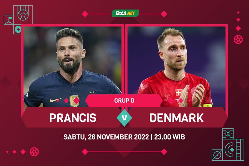 Live Streaming Piala Dunia: Prancis vs Denmark Hari Ini, Sabtu 26 November 2022