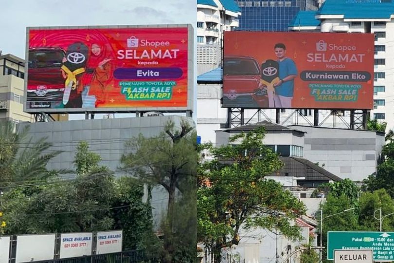 Viral Jadi Perbincangan Netizen, Wajah Dua Pemenang Mobil Flash Sale Shopee Ini Terpampang di Jakarta