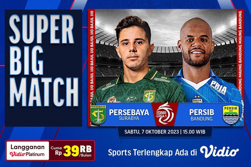 Link Live Streaming BRI Liga 1: Persebaya Surabaya Vs Persib Bandung di Vidio Link Live Streaming BRI Liga 1: Persebaya Surabaya Vs Persib Bandung di Vidio