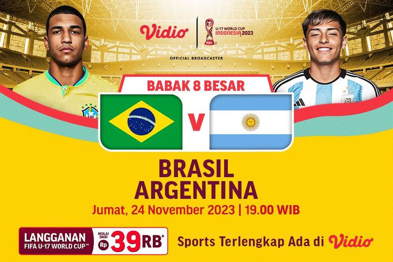 Link Live Streaming Piala Dunia U-17 2023: Brasil Vs Argentina di Vidio, 24 November 2023