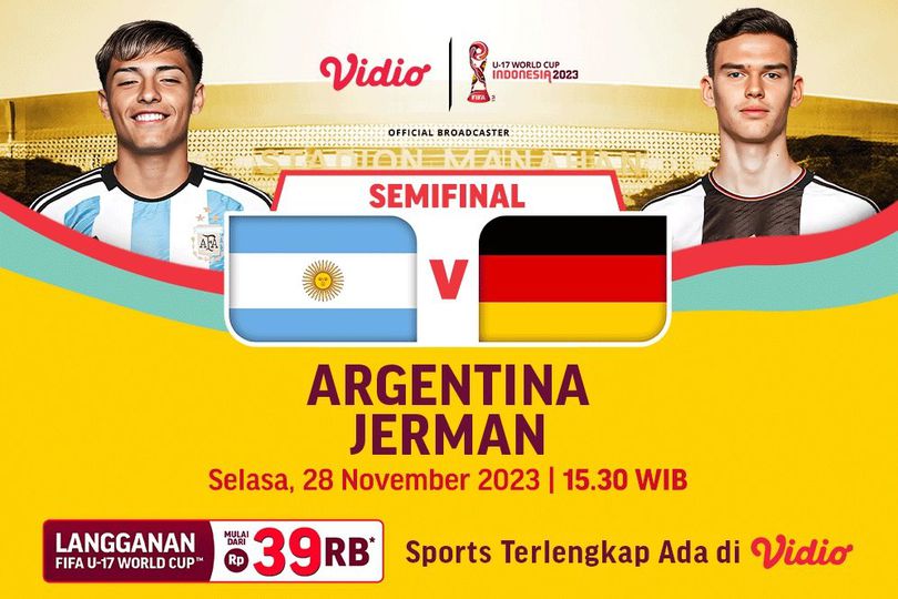 Link Live Streaming Semifinal Piala Dunia U-17: Argentina Vs Jerman di Vidio, 28 November 2023