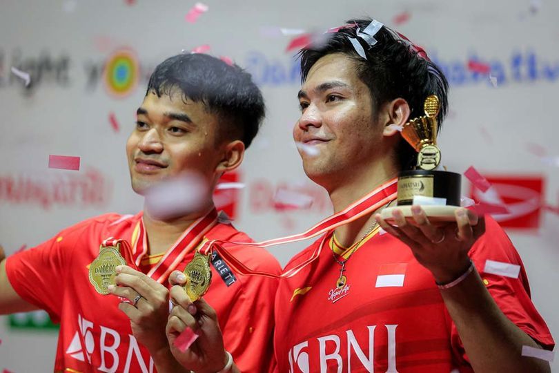 Foto: Leo Rolly Carnando/Daniel Marthin Sukses Juarai Indonesia Masters 2024 Foto: Leo Rolly Carnando/Daniel Marthin Sukses Juarai Indonesia Masters 2024