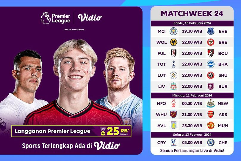 Jadwal Siaran Langsung Liga Inggris 2023/2024 Matchweek 24 Di Vidio, 10 ...