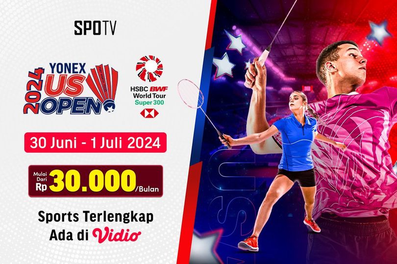 Jadwal Siaran Langsung BWF US Open 2024 di Vidio, 30 Juni 1 Juli 2024