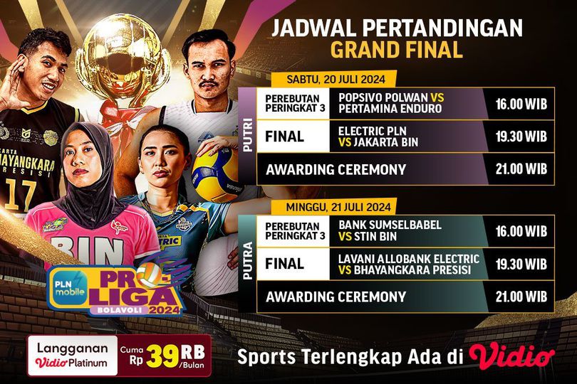 Link Live Streaming Final PLN Mobile Proliga 2024 di Vidio Akhir Pekan Ini Link Live Streaming Final PLN Mobile Proliga 2024 di Vidio Akhir Pekan Ini