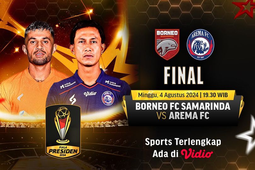 Link Siaran Langsung Final Piala Presiden: Borneo FC Vs Arema di Vidio