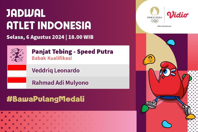 Jadwal Siaran Langsung Tim Indonesia di Olimpiade Paris 2024 di Vidio Hari Ini