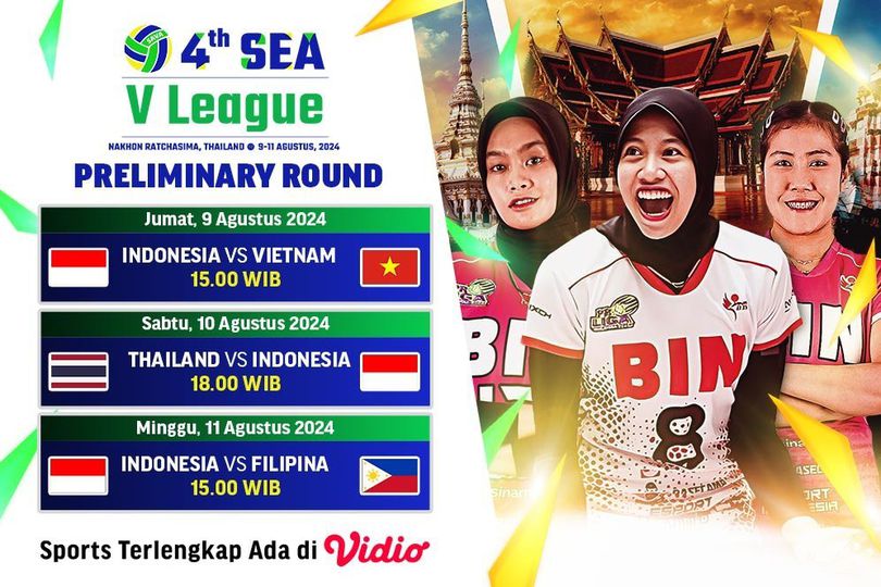 Link Live Streaming Putaran Kedua Womens SEA V League 2024 di Vidio Pekan Ini