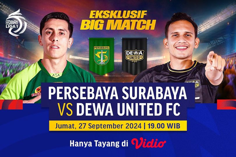 Siaran Langsung Pertandingan BRI Liga 1: Persebaya vs Dewa United Matchweek 7 Pekan Ini di Vidio Siaran Langsung Pertandingan BRI Liga 1: Persebaya vs Dewa United Matchweek 7 Pekan Ini di Vidio