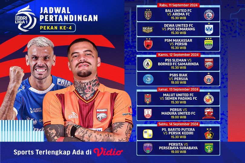 Link Live Streaming Pekan ke-4 BRI Liga 1 di Vidio Pekan Ini