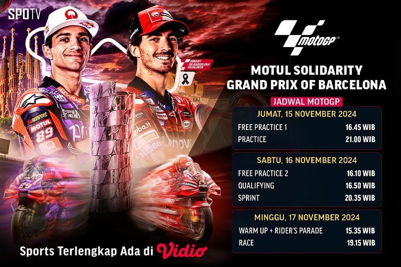 Jadwal Live Streaming MotoGP Motul Solidarity Grand Prix of Barcelona 2024 di Vidio, 15-17 November 2024