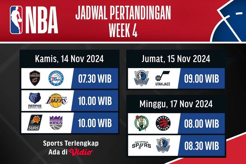 Jadwal Live Streaming Pertandingan Pekan 4 NBA 2024/2025 di Vidio
