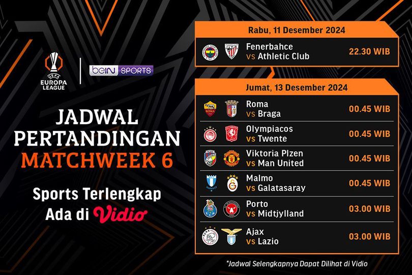 Jadwal Dan Link Siaran Langsung Liga Europa Matchweek Ke Di