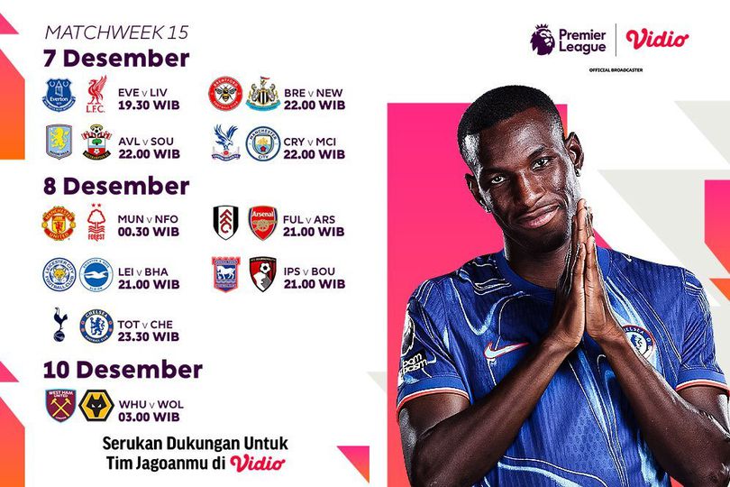 Jadwal Live Streaming Liga Inggris 2024/25 Matchweek 15 di Vidio Akhir Pekan Ini Jadwal Live Streaming Liga Inggris 2024/25 Matchweek 15 di Vidio Akhir Pekan Ini
