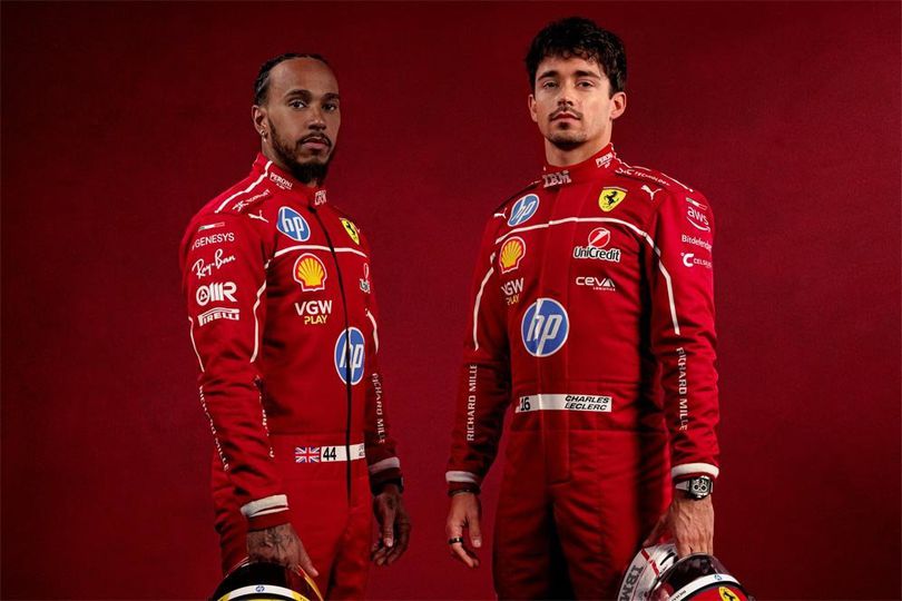 Foto: Pemotretan Perdana Lewis Hamilton dan Charles Leclerc sebagai Tandem di Scuderia Ferrari