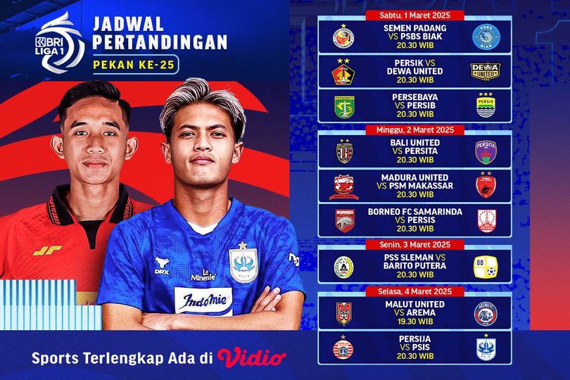 Jadwal Siaran Langsung BRI Liga 1 2024/25 di Vidio Pekan Ini