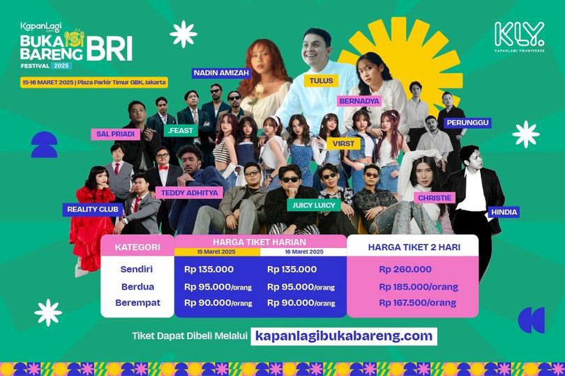 Yuk, Amankan Tiket KapanLagi Buka Bareng BRI Festival 2025: Ada Tulus dan Bernadya Lho!