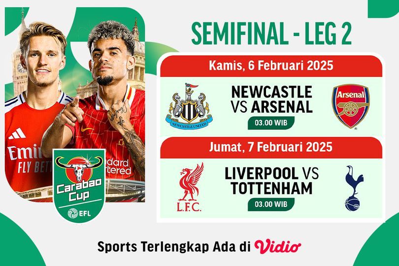 Jadwal Siaran Langsung Carabao Cup 2024/25: Semifinal Leg Kedua di Vidio