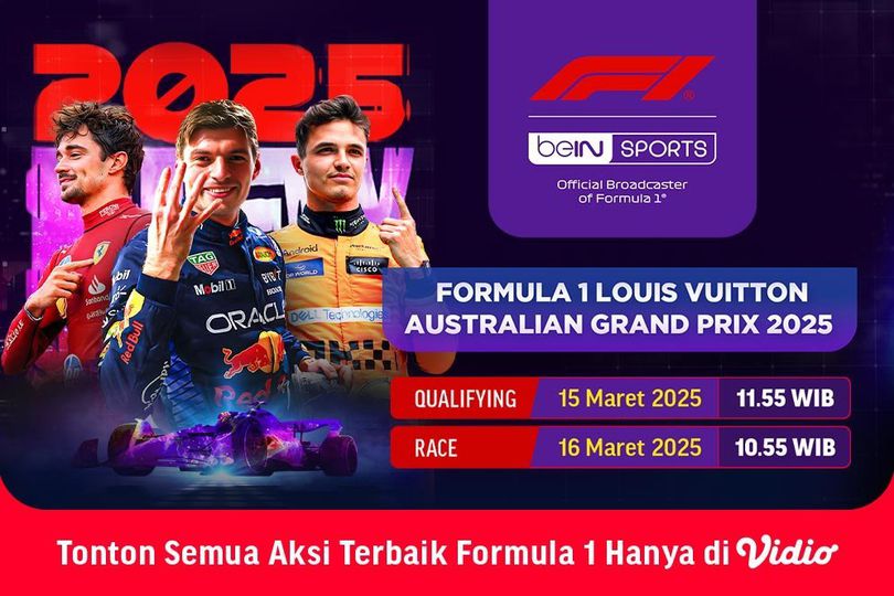Siaran Langsung Formula 1 Louis Vuitton Australia Grand Prix 2025 di Vidio
