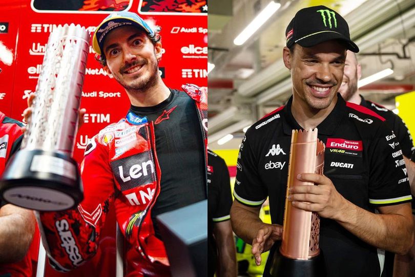 Pecco Bagnaia dan Franco Morbidelli Saling Antarkan Trofi Usai Maverick Vinales Dipenalti di MotoGP Qatar 2025 Pecco Bagnaia dan Franco Morbidelli Saling Antarkan Trofi Usai Maverick Vinales Dipenalti di MotoGP Qatar 2025