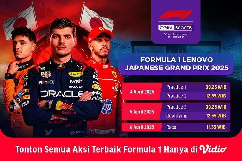 Jadwal Live Streaming Formula 1 Japanese Grand Prix 2025 di Vidio Jadwal Live Streaming Formula 1 Japanese Grand Prix 2025 di Vidio