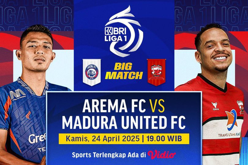 Saksikan Streaming Big Match BRI Liga 1: Arema vs Madura United di Vidio Tengah Pekan Ini