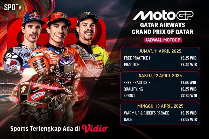 Saksikan Live Streaming MotoGP Qatar 2025 di Vidio, 11-13 April 2025 Saksikan Live Streaming MotoGP Qatar 2025 di Vidio, 11-13 April 2025