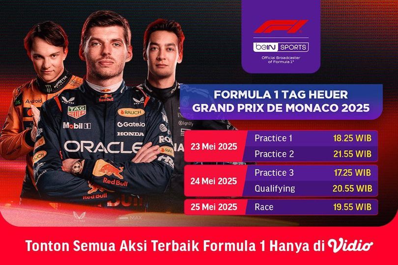 Jadwal dan Link Nonton F1 Grand Prix Monako 2025 di Vidio Pekan ini