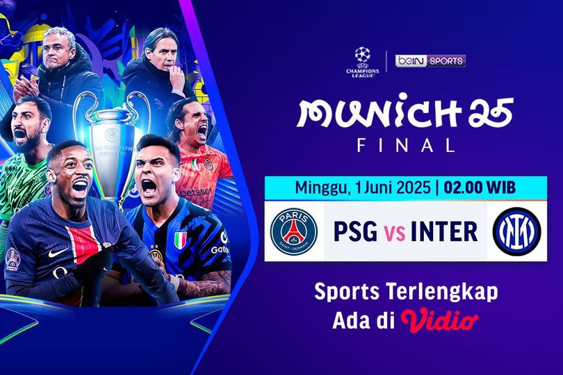 Saksikan Live Stream Liga Champions: PSG vs Inter Milan Babak Final di Vidio Saksikan Live Stream Liga Champions: PSG vs Inter Milan Babak Final di Vidio