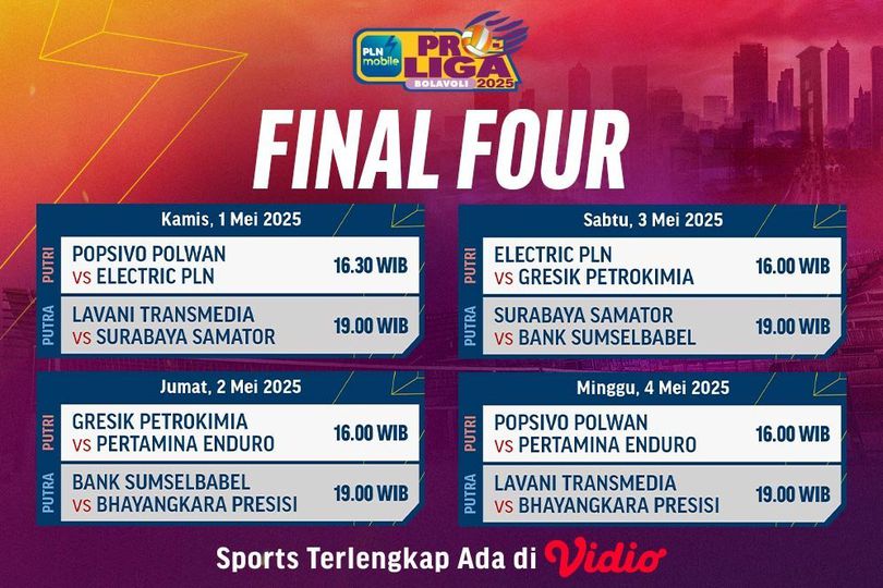 Link Streaming PLN Mobile Proliga 2025 Babak Final Four Week 3 di Vidio Link Streaming PLN Mobile Proliga 2025 Babak Final Four Week 3 di Vidio